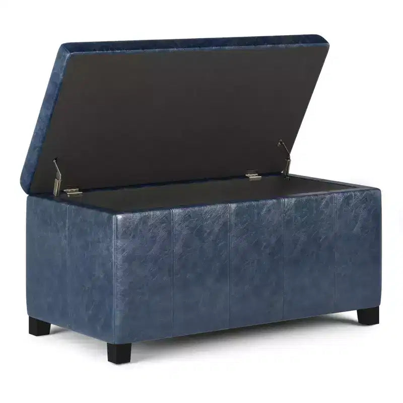 Banc de rangement rectangulaire de 91 cm avec siège rembourré large, banc de bout de lit avec cadre en bois, repose-pieds ottoman pour salon