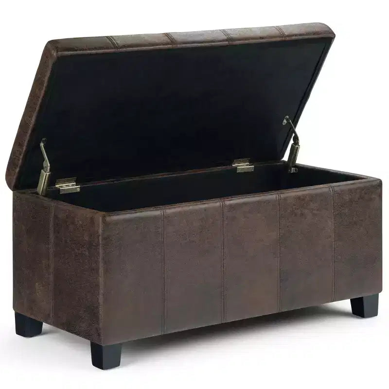 Banc de rangement rectangulaire de 91 cm avec siège rembourré large, banc de bout de lit avec cadre en bois, repose-pieds ottoman pour salon
