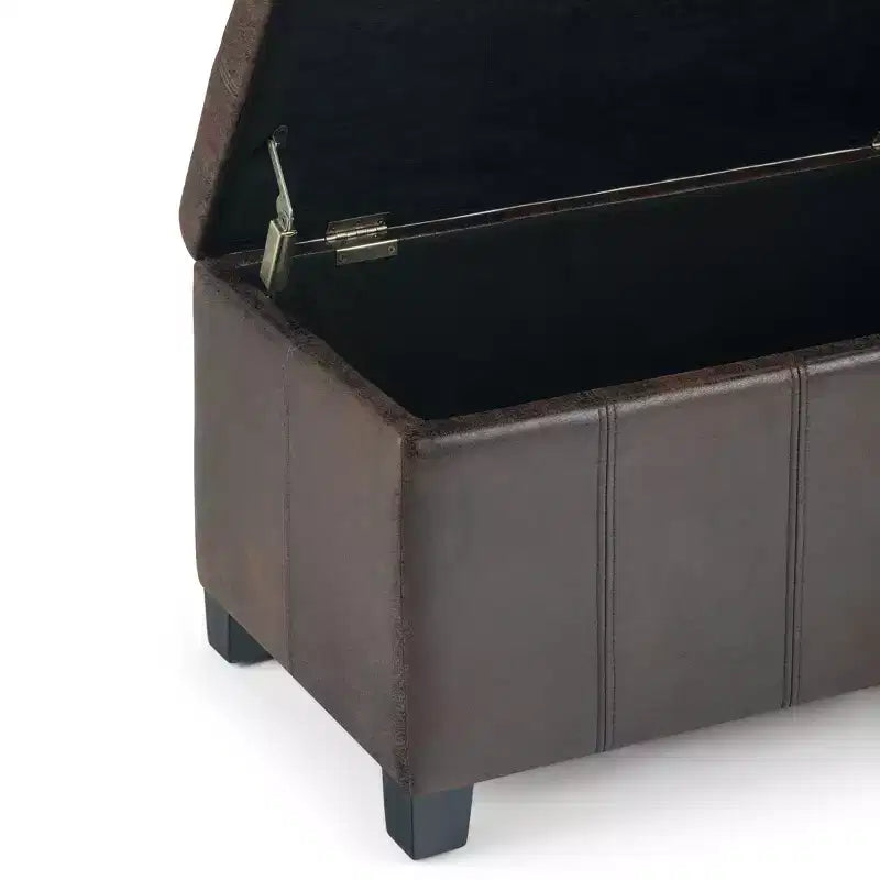 Banc de rangement rectangulaire de 91 cm avec siège rembourré large, banc de bout de lit avec cadre en bois, repose-pieds ottoman pour salon