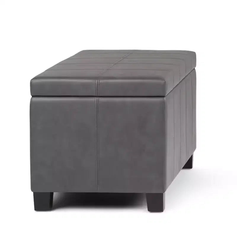 Banc de rangement rectangulaire de 91 cm avec siège rembourré large, banc de bout de lit avec cadre en bois, repose-pieds ottoman pour salon