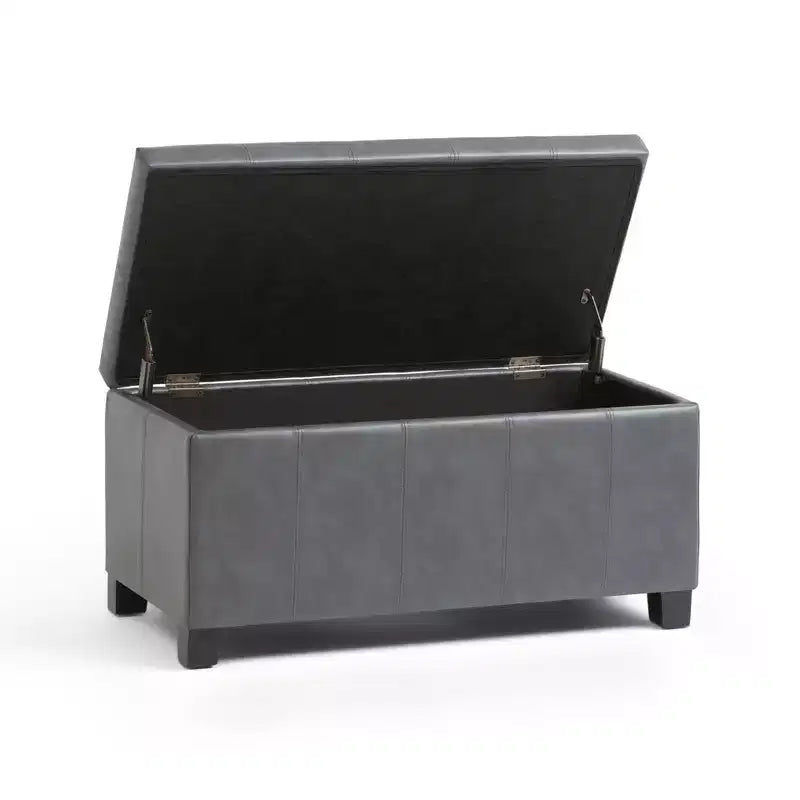 Banc de rangement rectangulaire de 91 cm avec siège rembourré large, banc de bout de lit avec cadre en bois, repose-pieds ottoman pour salon