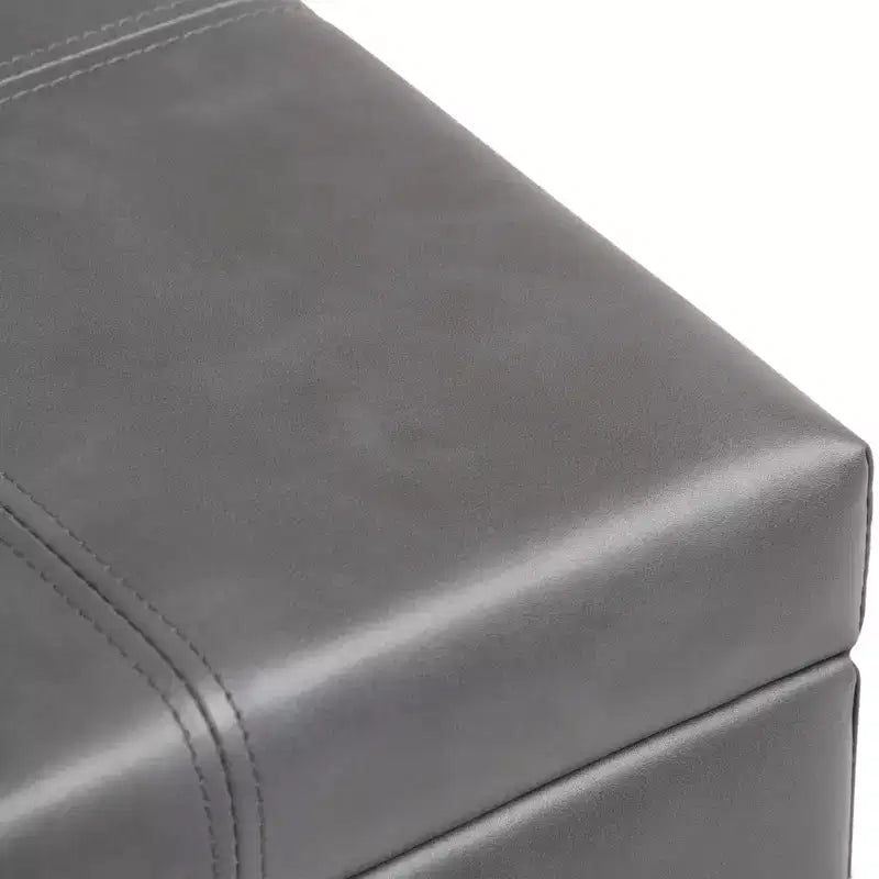 Banc de rangement rectangulaire de 91 cm avec siège rembourré large, banc de bout de lit avec cadre en bois, repose-pieds ottoman pour salon