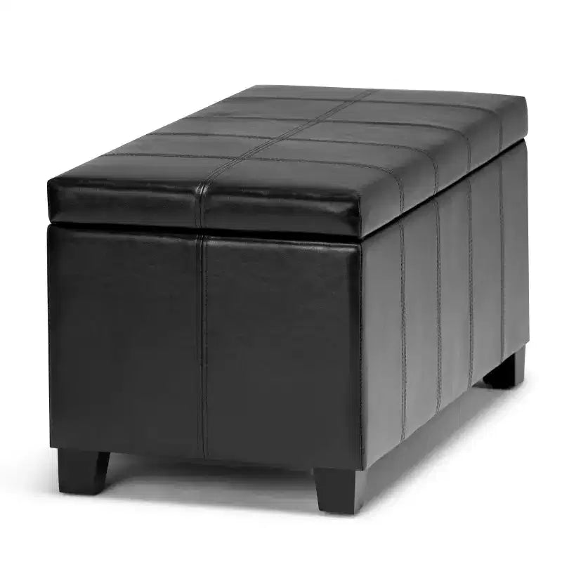 Banc de rangement rectangulaire de 91 cm avec siège rembourré large, banc de bout de lit avec cadre en bois, repose-pieds ottoman pour salon