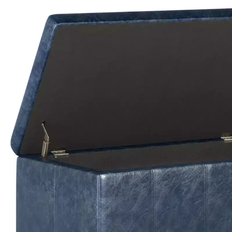 Banc de rangement rectangulaire de 91 cm avec siège rembourré large, banc de bout de lit avec cadre en bois, repose-pieds ottoman pour salon