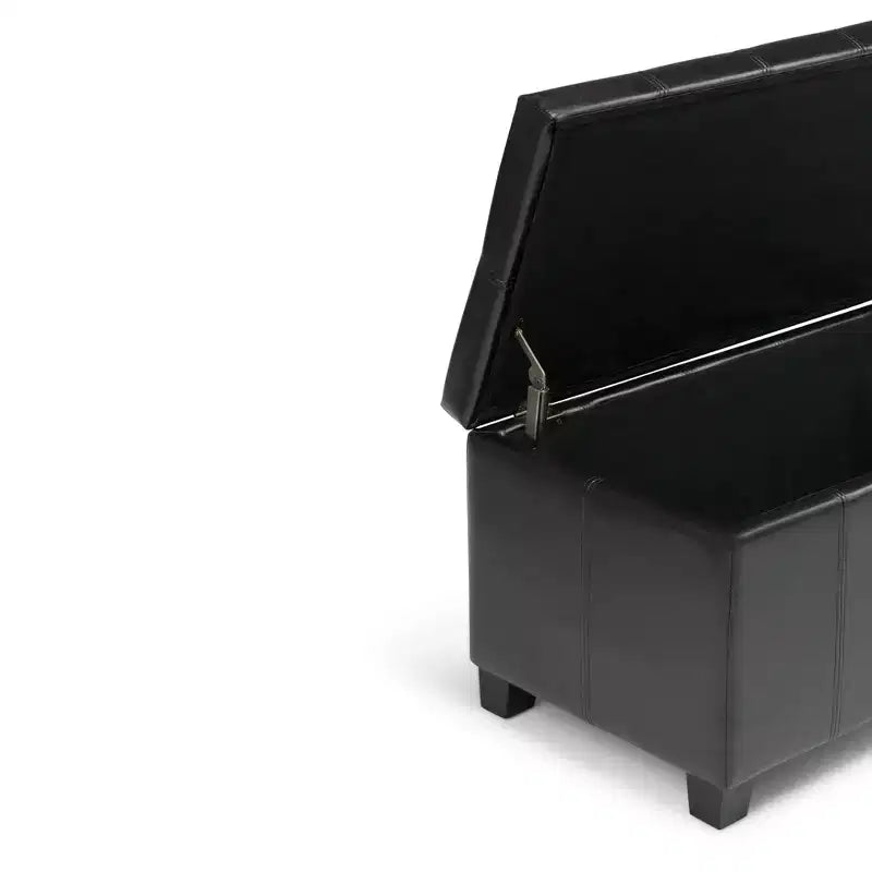 Banc de rangement rectangulaire de 91 cm avec siège rembourré large, banc de bout de lit avec cadre en bois, repose-pieds ottoman pour salon
