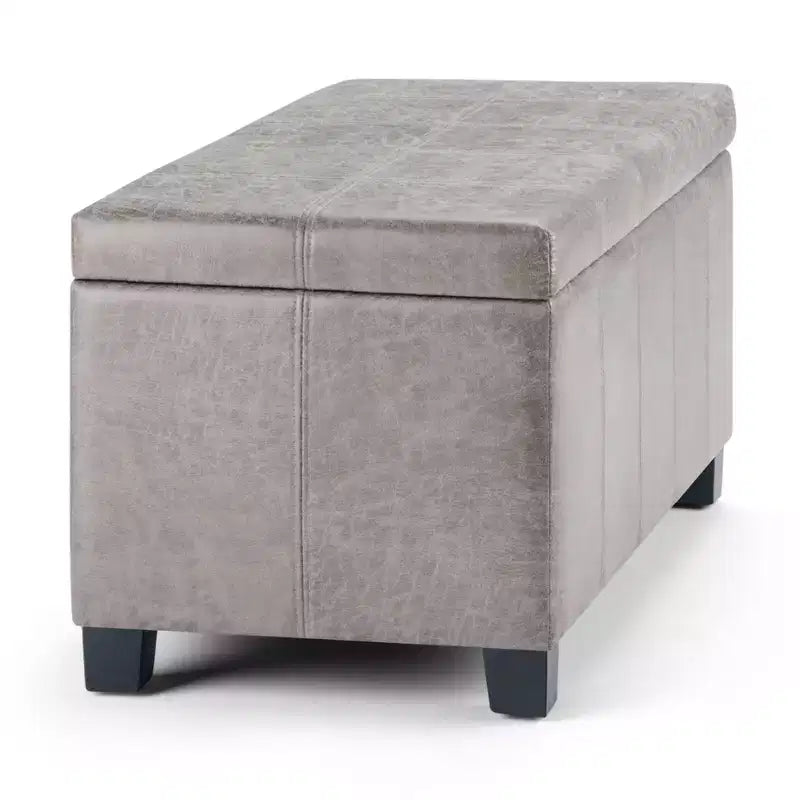 Banc de rangement rectangulaire de 91 cm avec siège rembourré large, banc de bout de lit avec cadre en bois, repose-pieds ottoman pour salon