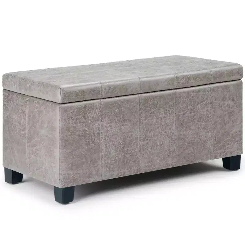 Banc de rangement rectangulaire de 91 cm avec siège rembourré large, banc de bout de lit avec cadre en bois, repose-pieds ottoman pour salon