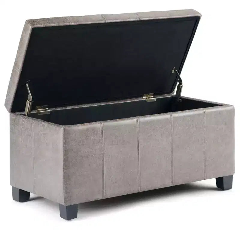 Banc de rangement rectangulaire de 91 cm avec siège rembourré large, banc de bout de lit avec cadre en bois, repose-pieds ottoman pour salon