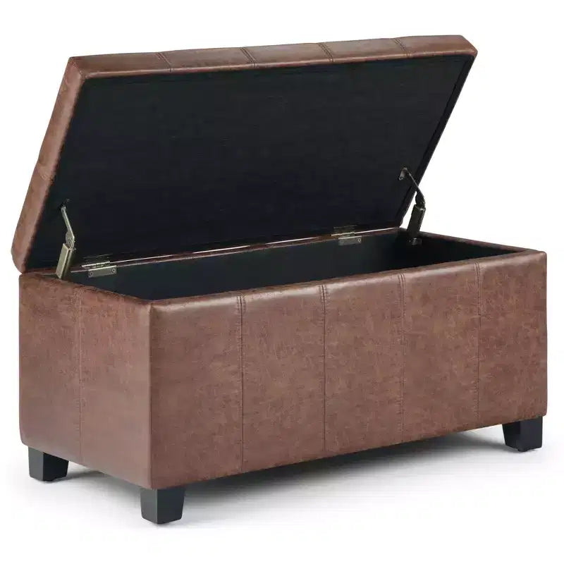 Banc de rangement rectangulaire de 91 cm avec siège rembourré large, banc de bout de lit avec cadre en bois, repose-pieds ottoman pour salon