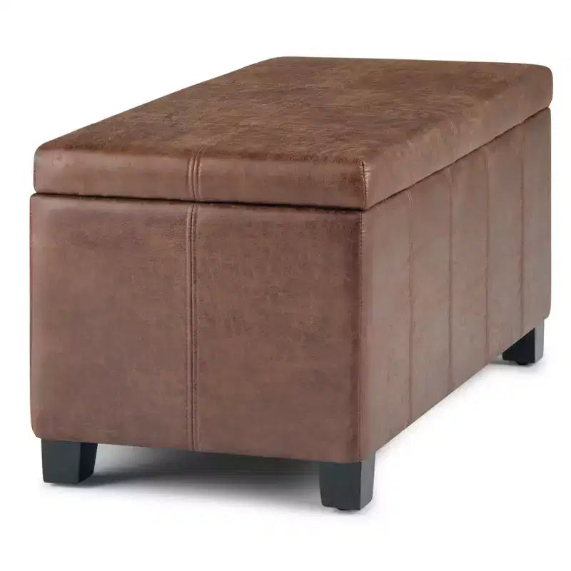 Banc de rangement rectangulaire de 91 cm avec siège rembourré large, banc de bout de lit avec cadre en bois, repose-pieds ottoman pour salon