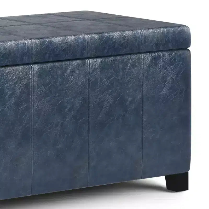 Banc de rangement rectangulaire de 91 cm avec siège rembourré large, banc de bout de lit avec cadre en bois, repose-pieds ottoman pour salon