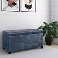 Banc de rangement rectangulaire de 91 cm avec siège rembourré large, banc de bout de lit avec cadre en bois, repose-pieds ottoman pour salon