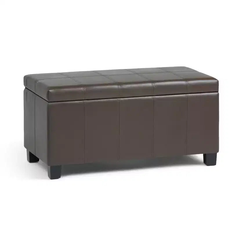 Banc de rangement rectangulaire de 91 cm avec siège rembourré large, banc de bout de lit avec cadre en bois, repose-pieds ottoman pour salon