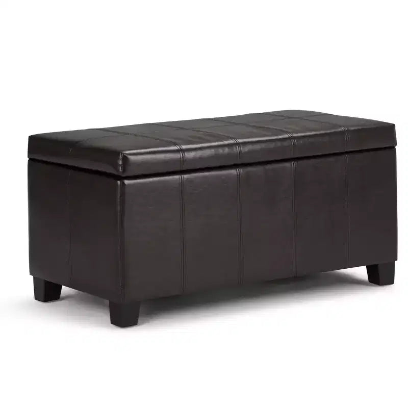 Banc de rangement rectangulaire de 91 cm avec siège rembourré large, banc de bout de lit avec cadre en bois, repose-pieds ottoman pour salon