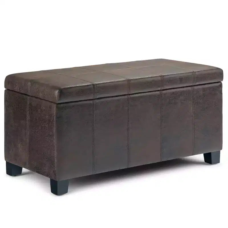 Banc de rangement rectangulaire de 91 cm avec siège rembourré large, banc de bout de lit avec cadre en bois, repose-pieds ottoman pour salon