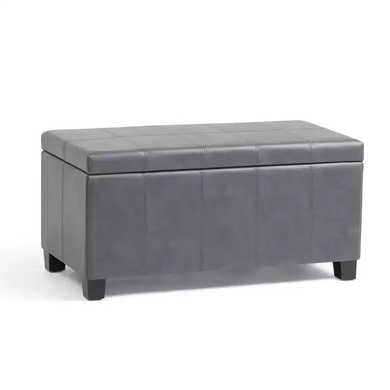 Banc de rangement rectangulaire de 91 cm avec siège rembourré large, banc de bout de lit avec cadre en bois, repose-pieds ottoman pour salon