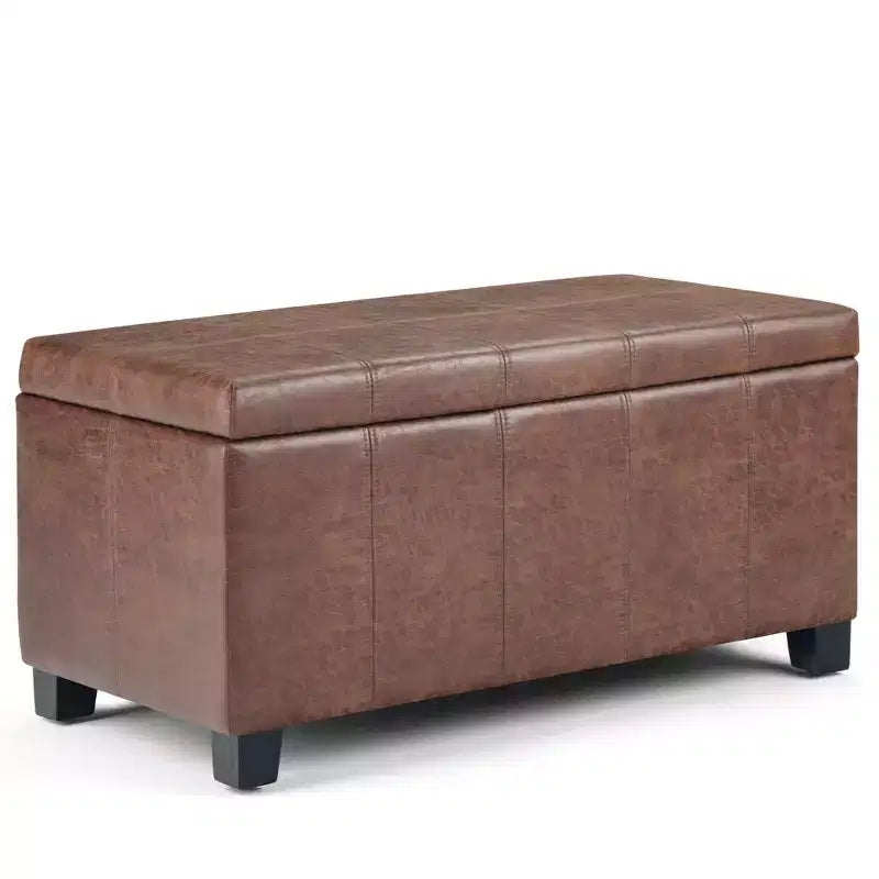Banc de rangement rectangulaire de 91 cm avec siège rembourré large, banc de bout de lit avec cadre en bois, repose-pieds ottoman pour salon