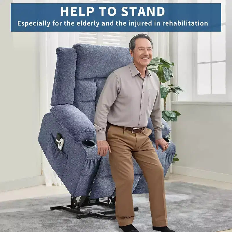 Fauteuil inclinable releveur avec massage, porte-gobelets, poches de rangement, pour salon