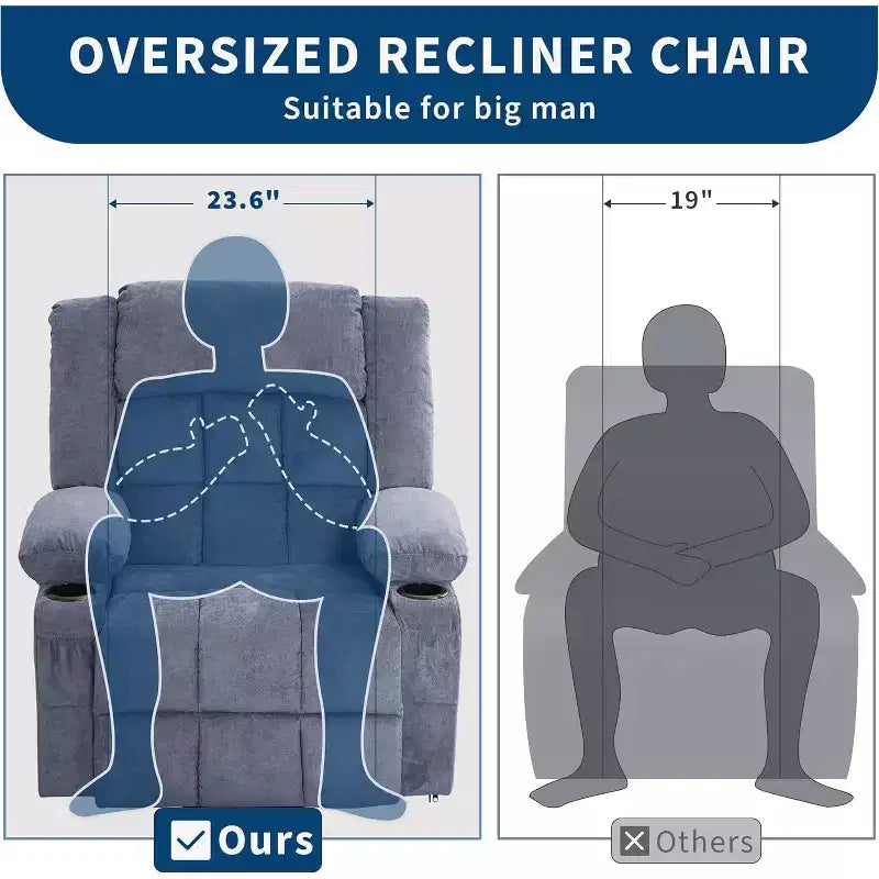 Fauteuil inclinable releveur avec massage, porte-gobelets, poches de rangement, pour salon