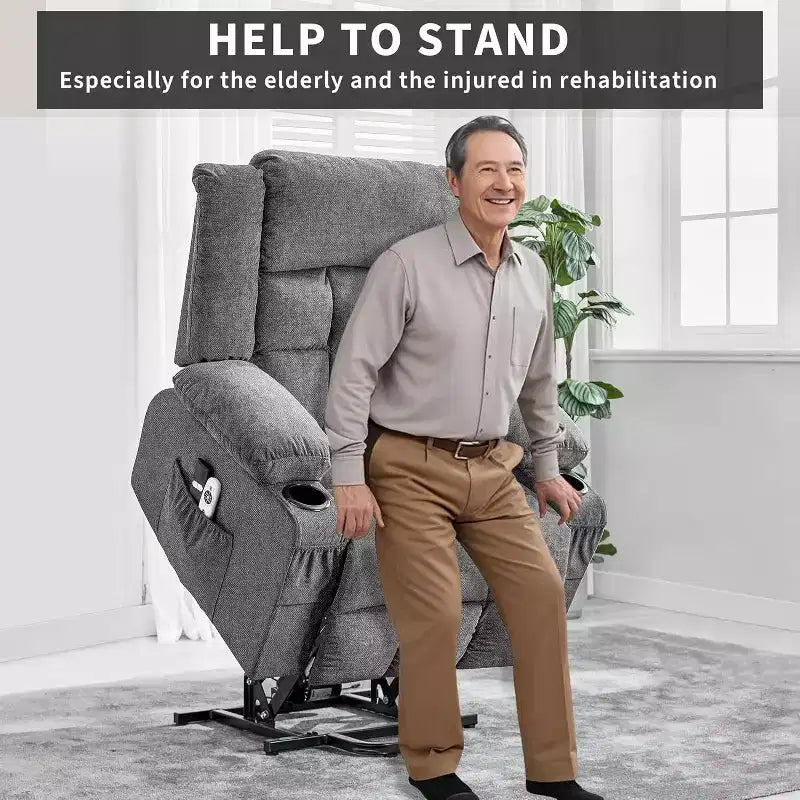 Fauteuil inclinable releveur avec massage, porte-gobelets, poches de rangement, pour salon