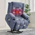 Fauteuil inclinable releveur avec massage, porte-gobelets, poches de rangement, pour salon