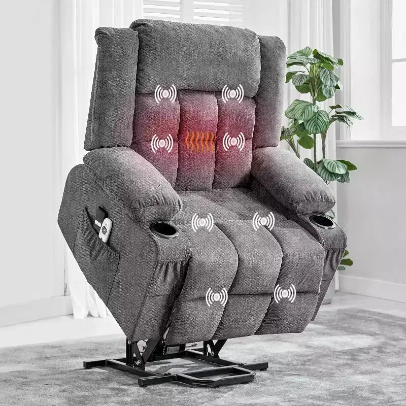 Acekool Lift Assist Recliner Chair, Massage, Cup Holders, Storage Pockets, for Living Room