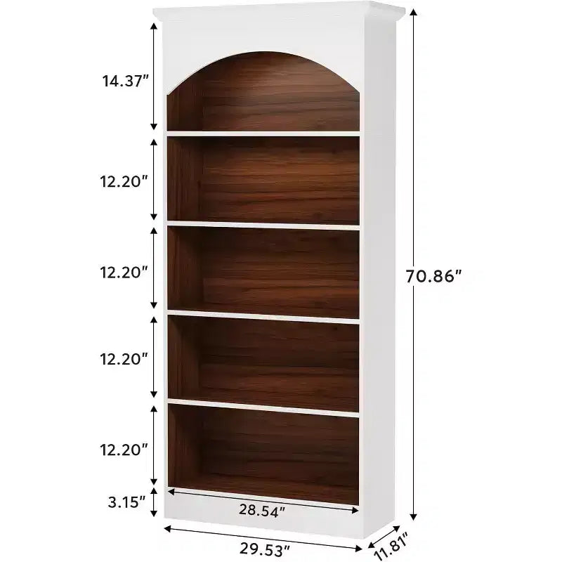 Bibliothèque haute de 180 cm blanche à 5 étagères ouvertes, autoportante vintage