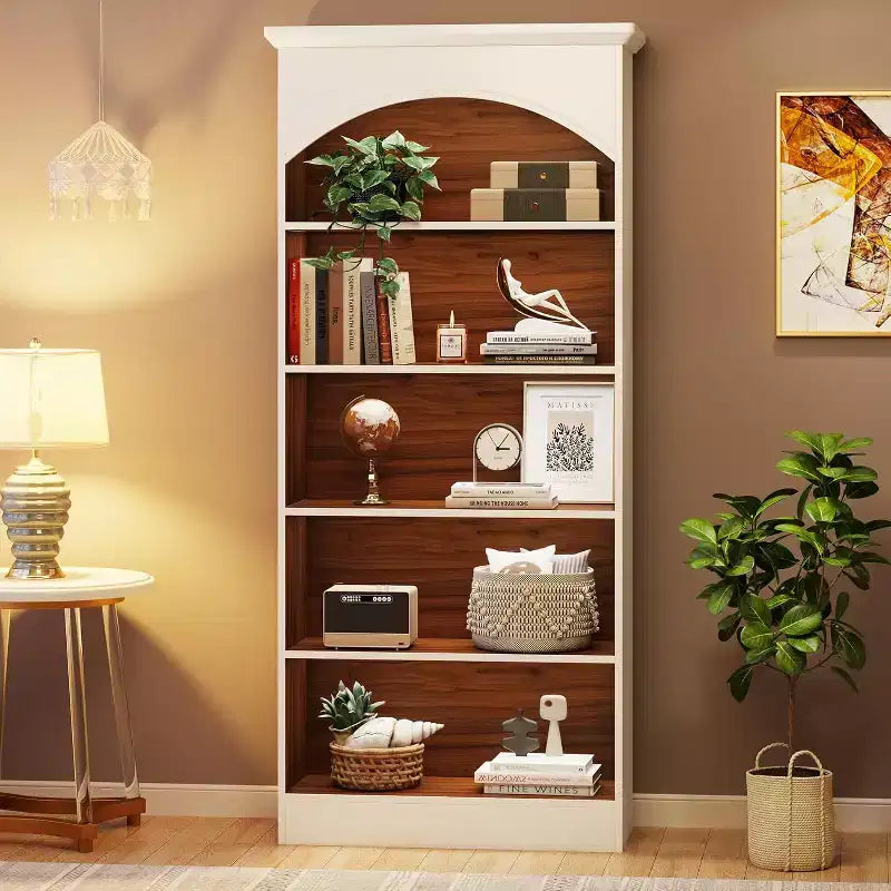 Bibliothèque haute de 180 cm blanche à 5 étagères ouvertes, autoportante vintage