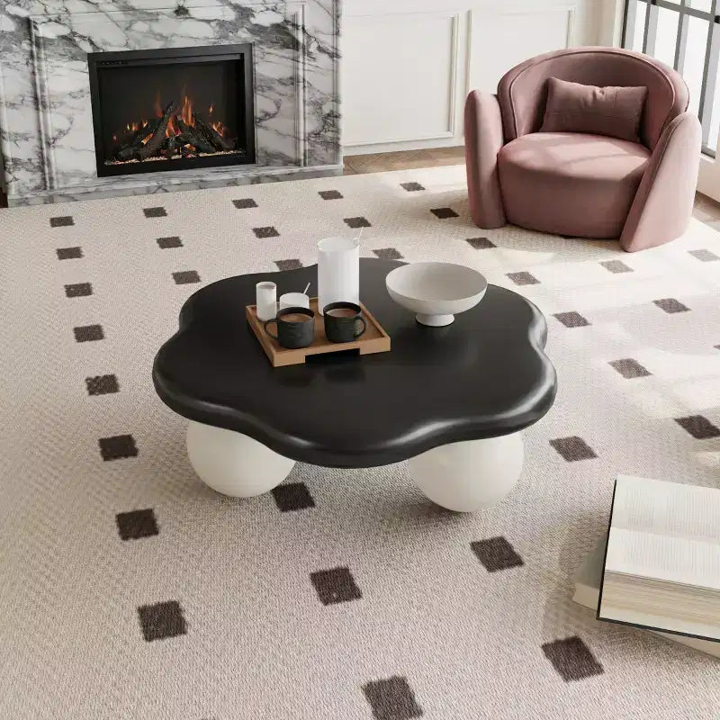 Table basse de 89 cm en forme de nuage avec pieds sphériques, table d'appoint minimaliste