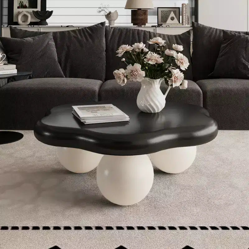 Table basse de 89 cm en forme de nuage avec pieds sphériques, table d'appoint minimaliste