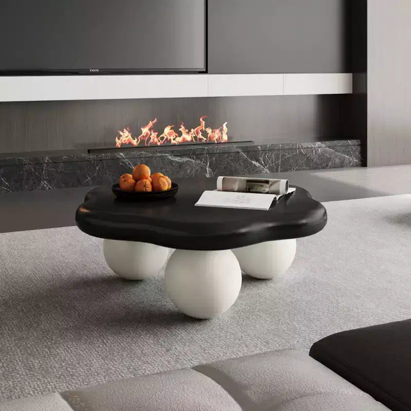 Table basse de 89 cm en forme de nuage avec pieds sphériques, table d'appoint minimaliste