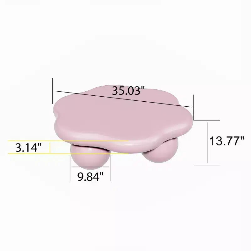 Table basse de 89 cm en forme de nuage avec pieds sphériques, table d'appoint minimaliste