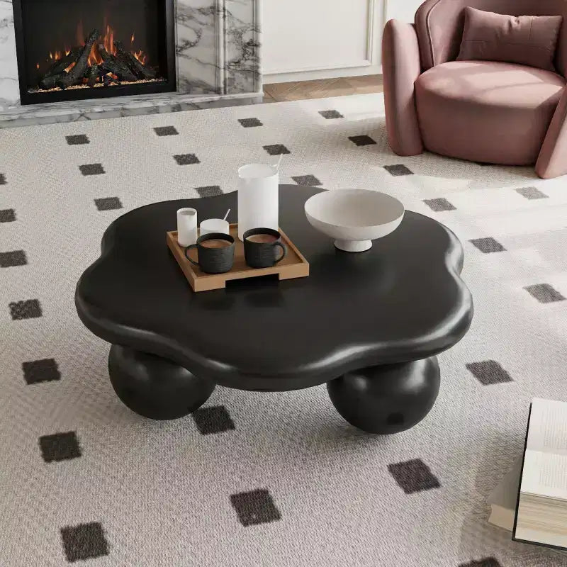 Table basse de 89 cm en forme de nuage avec pieds sphériques, table d'appoint minimaliste