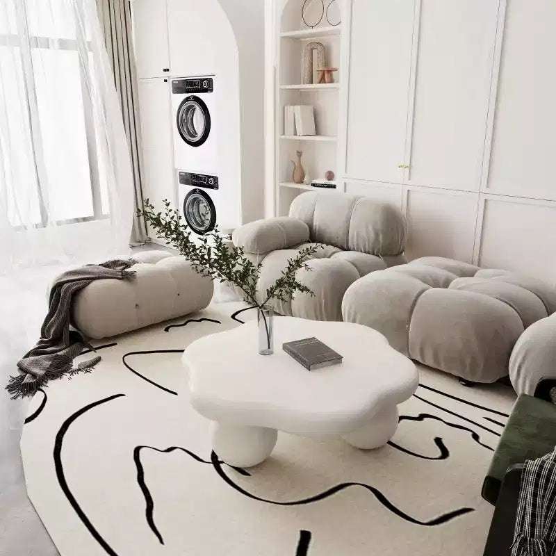 Table basse de 89 cm en forme de nuage avec pieds sphériques, table d'appoint minimaliste