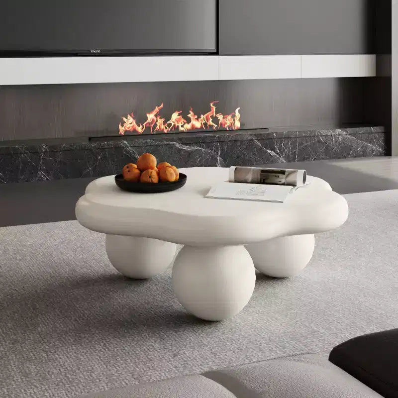 Table basse de 89 cm en forme de nuage avec pieds sphériques, table d'appoint minimaliste