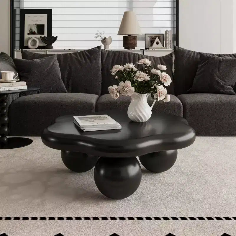 Table basse de 89 cm en forme de nuage avec pieds sphériques, table d'appoint minimaliste