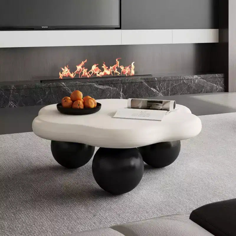 Table basse de 89 cm en forme de nuage avec pieds sphériques, table d'appoint minimaliste