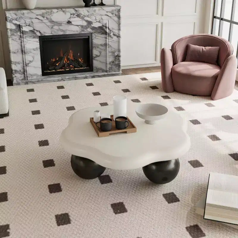 Table basse de 89 cm en forme de nuage avec pieds sphériques, table d'appoint minimaliste