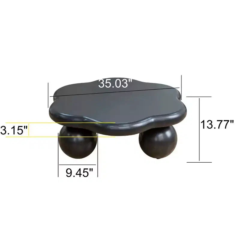 Table basse de 89 cm en forme de nuage avec pieds sphériques, table d'appoint minimaliste