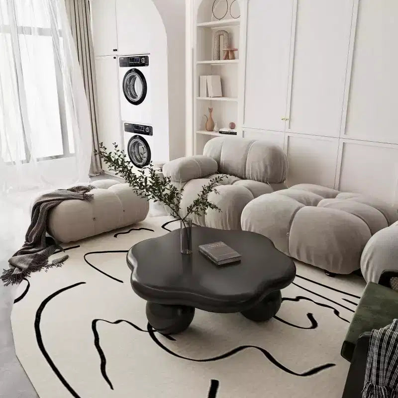 Table basse de 89 cm en forme de nuage avec pieds sphériques, table d'appoint minimaliste