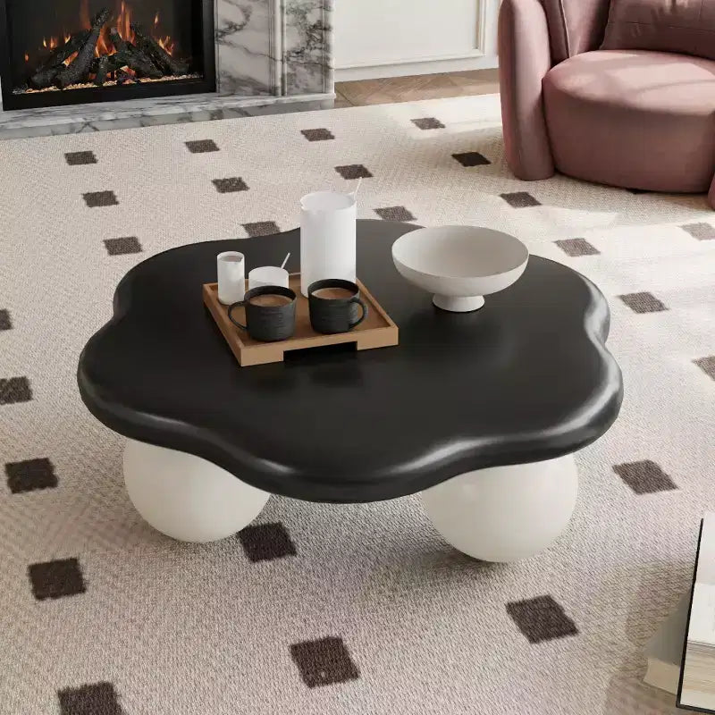 Table basse de 89 cm en forme de nuage avec pieds sphériques, table d'appoint minimaliste