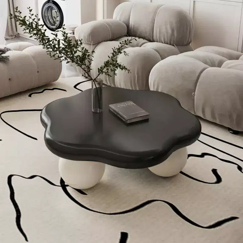 Table basse de 89 cm en forme de nuage avec pieds sphériques, table d'appoint minimaliste