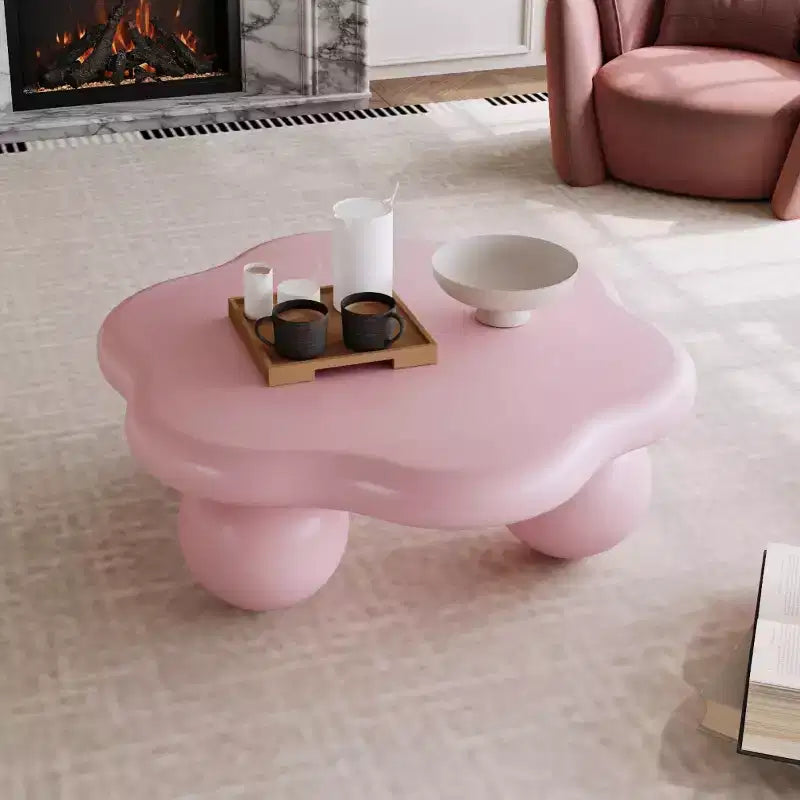 Table basse de 89 cm en forme de nuage avec pieds sphériques, table d'appoint minimaliste