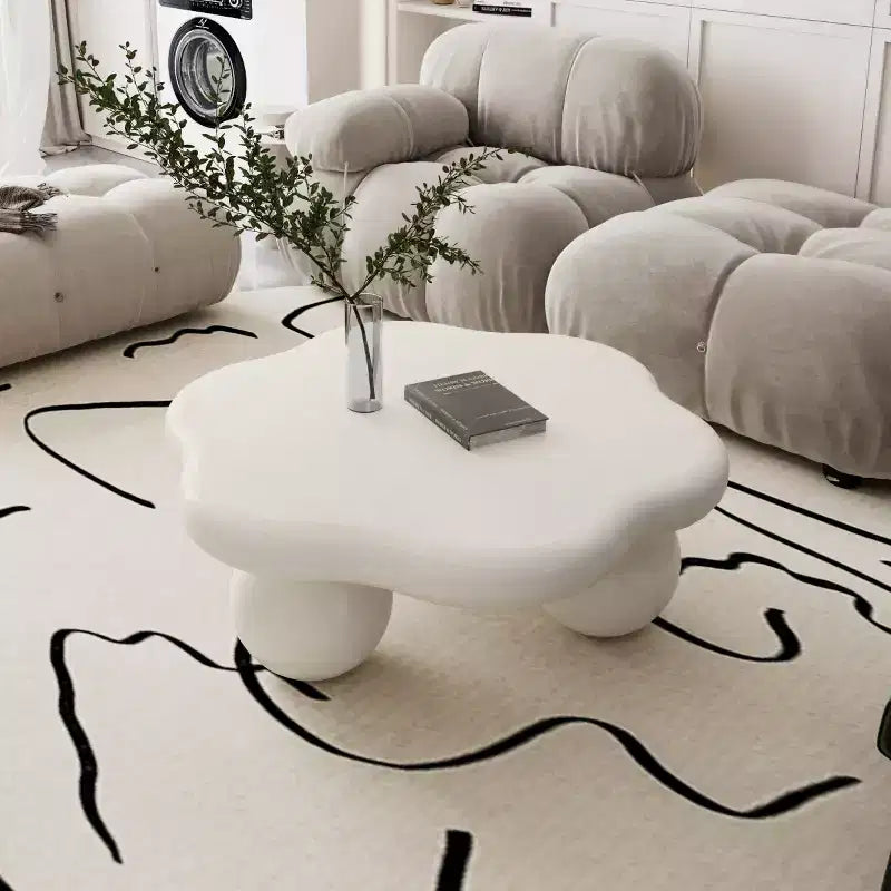 Table basse de 89 cm en forme de nuage avec pieds sphériques, table d'appoint minimaliste