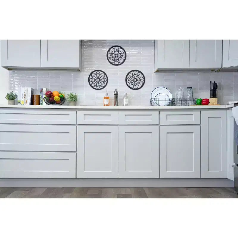 Meuble bas de cuisine Shaker 24"L x 18"H x 12"P, cadre en bois massif, fermeture en douceur, PRÊT À MONTER, Gris colombe
