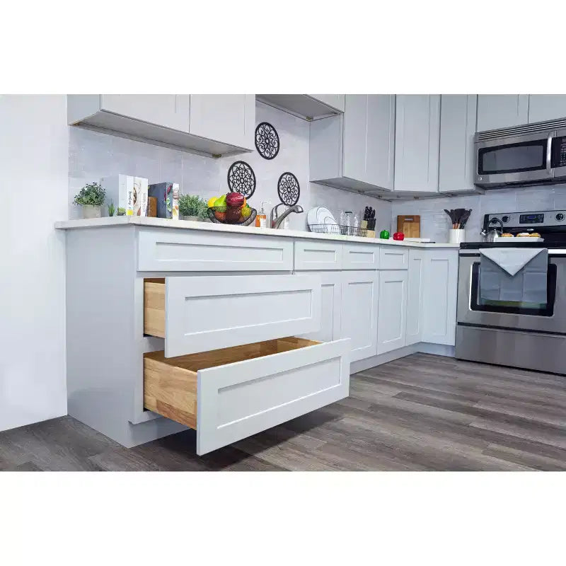 Meuble bas de cuisine Shaker 24"L x 18"H x 12"P, cadre en bois massif, fermeture en douceur, PRÊT À MONTER, Gris colombe