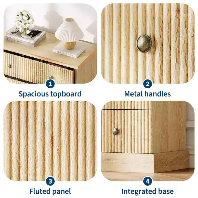 Commode haute à 5 tiroirs pour chambre à coucher, commode verticale cannelée, commode de rangement en bois avec poignées, commode peu encombrante pour appartement ou chambre d'amis
