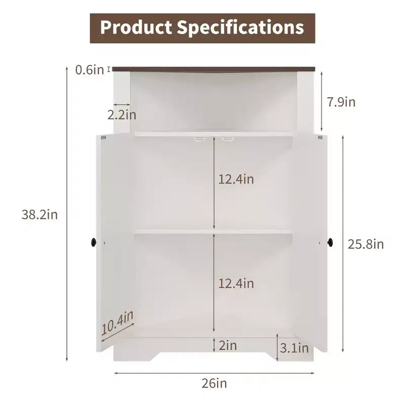 Armoire d'angle de ferme haute de 38,2 pouces avec 2 portes de grange, armoire de rangement de ferme, 3 étagères de rangement pour salon, cuisine, buanderie