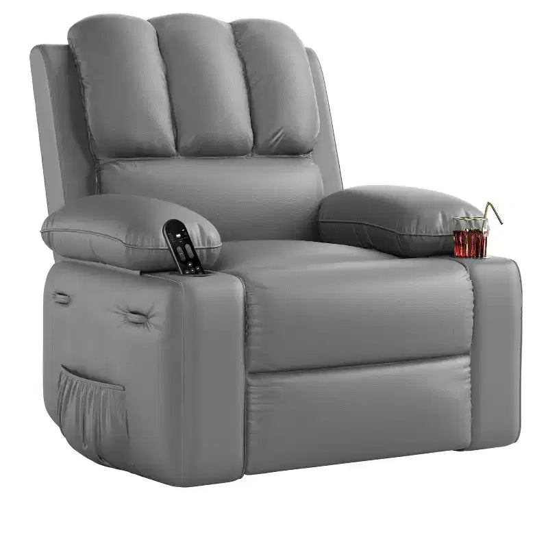 Stylish Classic Manual Leather Recliner Chairs, Home Theater Seating with Lumbar & Arm Support, Comfortable Recliners for Living Room