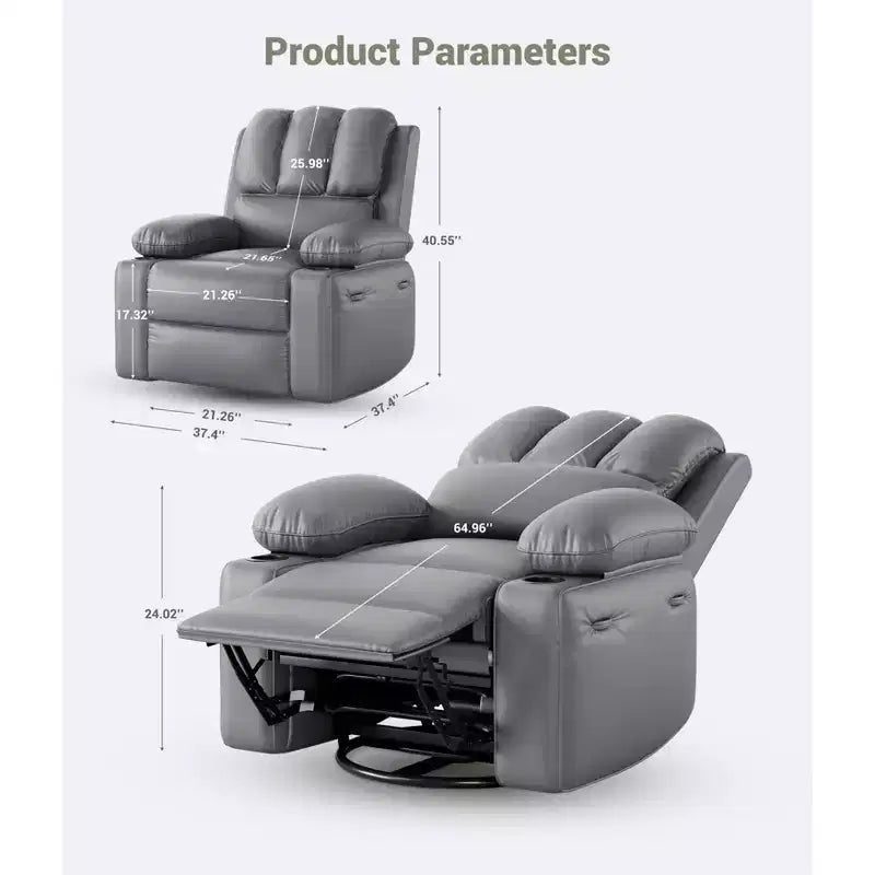 Fauteuils inclinables classiques en cuir, élégants et manuels, sièges de cinéma maison avec support lombaire et accoudoirs, fauteuils confortables pour le salon